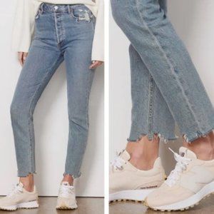 Agolde Nico Organic High Rise Straight Leg Distressed Hem (28)